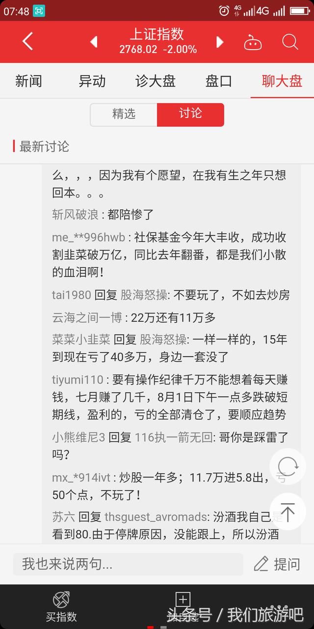 今天我在股市亏个一个马尔代夫游……