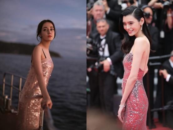 168cm迪丽热巴撞上178cm奚梦瑶，网友:长相比身材更重要