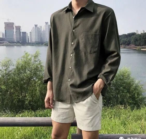  #搭配#男生“短裤+衬衫”穿搭，帅了一脸