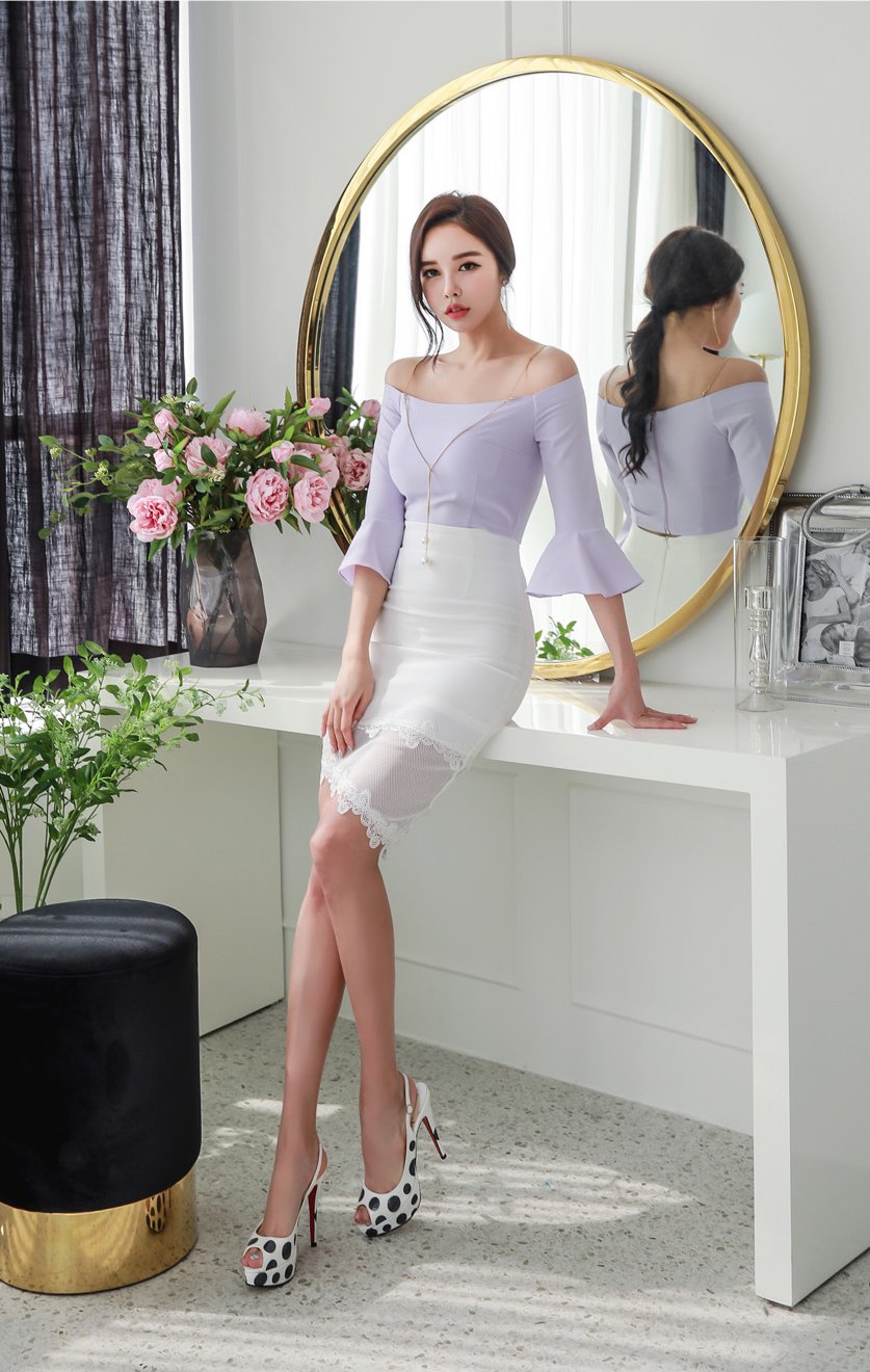 美满塞维利亚收肩蕾丝边裙