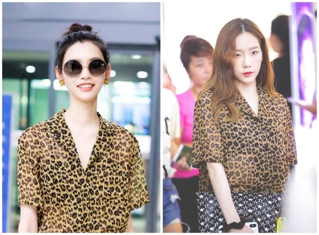 奚梦瑶不穿吊带改穿豹纹衫？与金泰妍撞上才发现超模气场这么强！