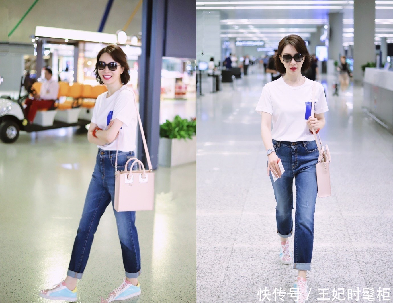 42岁陈数现身机场，穿了条别人不敢穿的半身裙，网友：更像20岁！