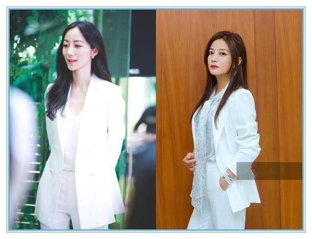 当35岁韩雪与42岁赵薇同穿白西装,才知道仙气和霸气的差距有多大