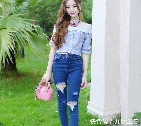 「气质」年轻自信的牛仔裤美女,高挑又漂亮!