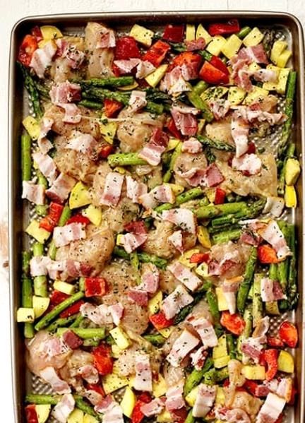  营养：分享营养铁板蔬菜培根烤鸡