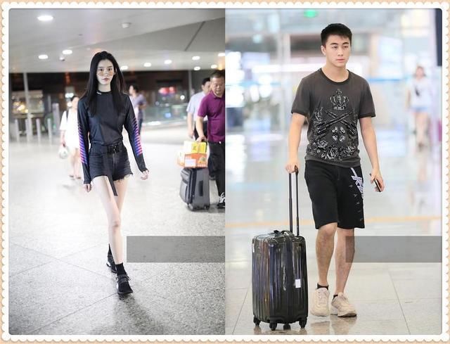 看了何猷君的机场照，再看看奚梦瑶，网友直呼：这也太像情侣装了