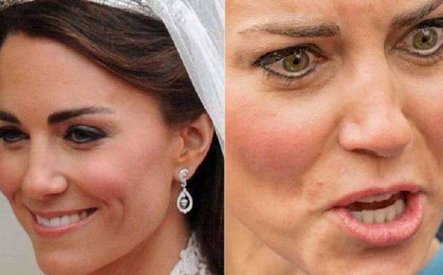 英国女王与凯特、梅根王妃的脸部高清对比照, 差距不是一般的大!