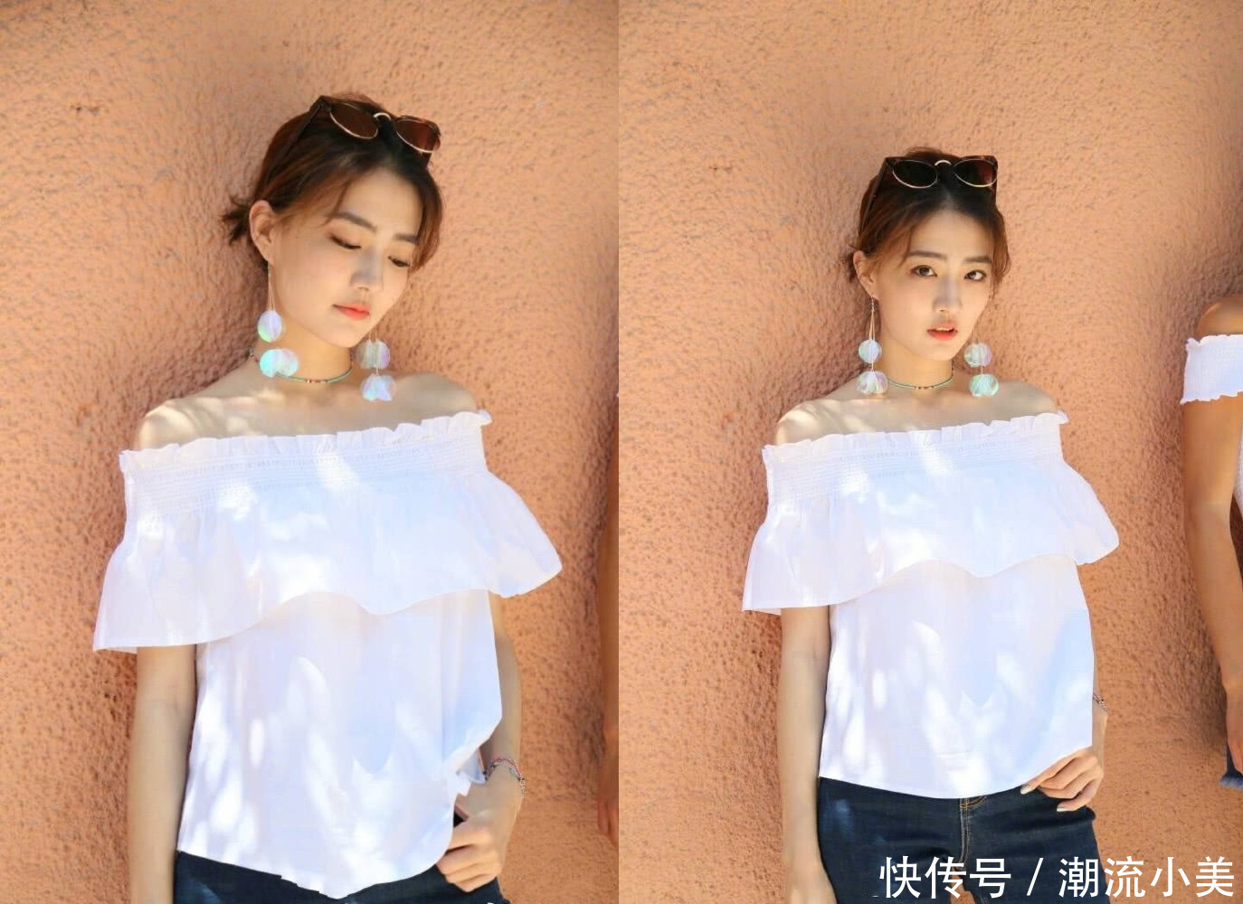 徐璐这件吊带领口有点低，没点肉只见一根根胸骨，瘦得堪比郑爽！