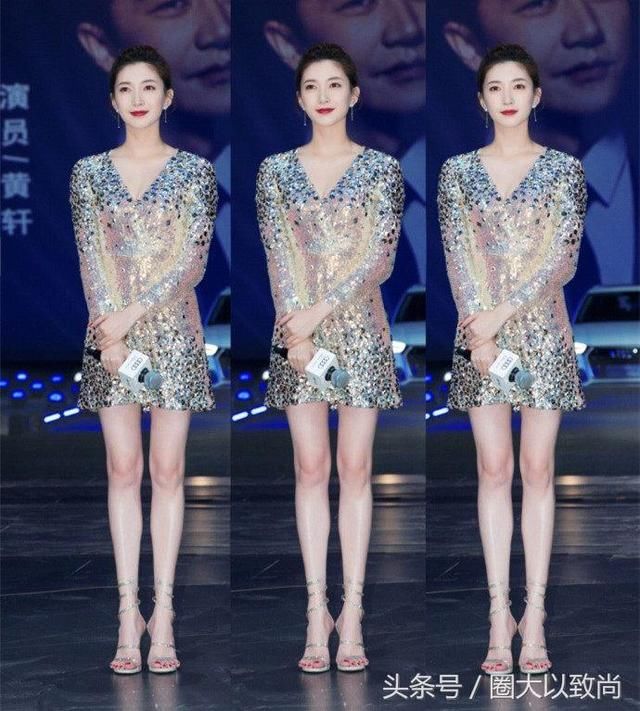江疏影和迪丽热巴，同穿亮面连衣裙，事业线or大长腿哪个更吸睛？