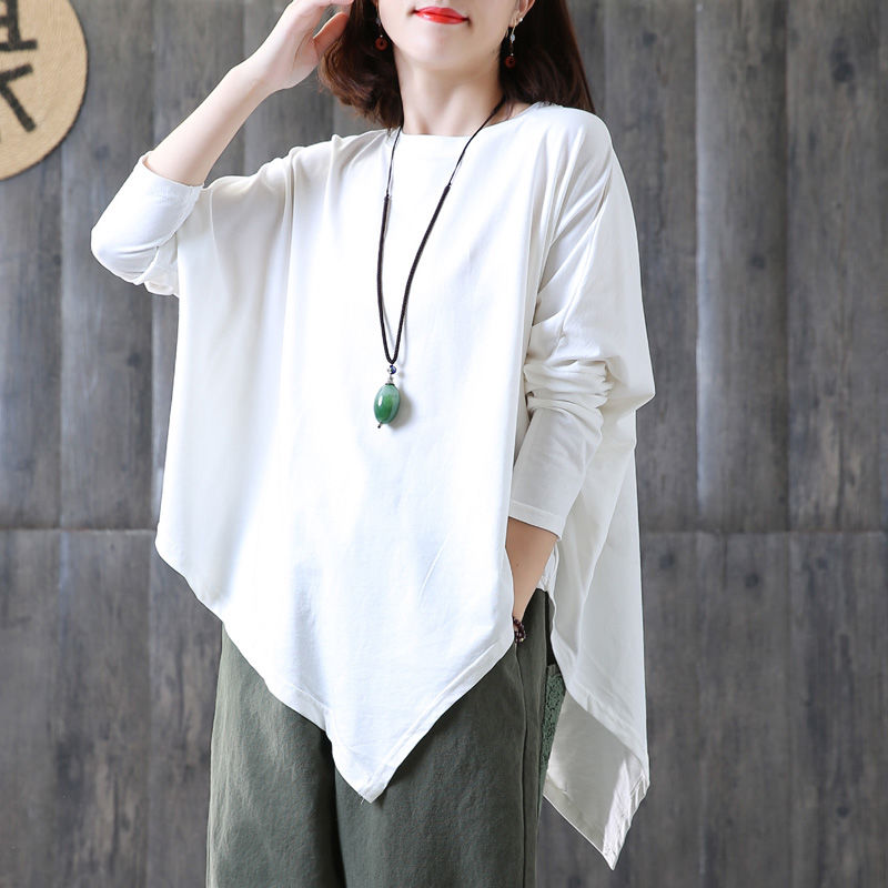 金秋老婆穿这样一件宽松文艺棉麻衫洋气显瘦,比真丝裙好看多了