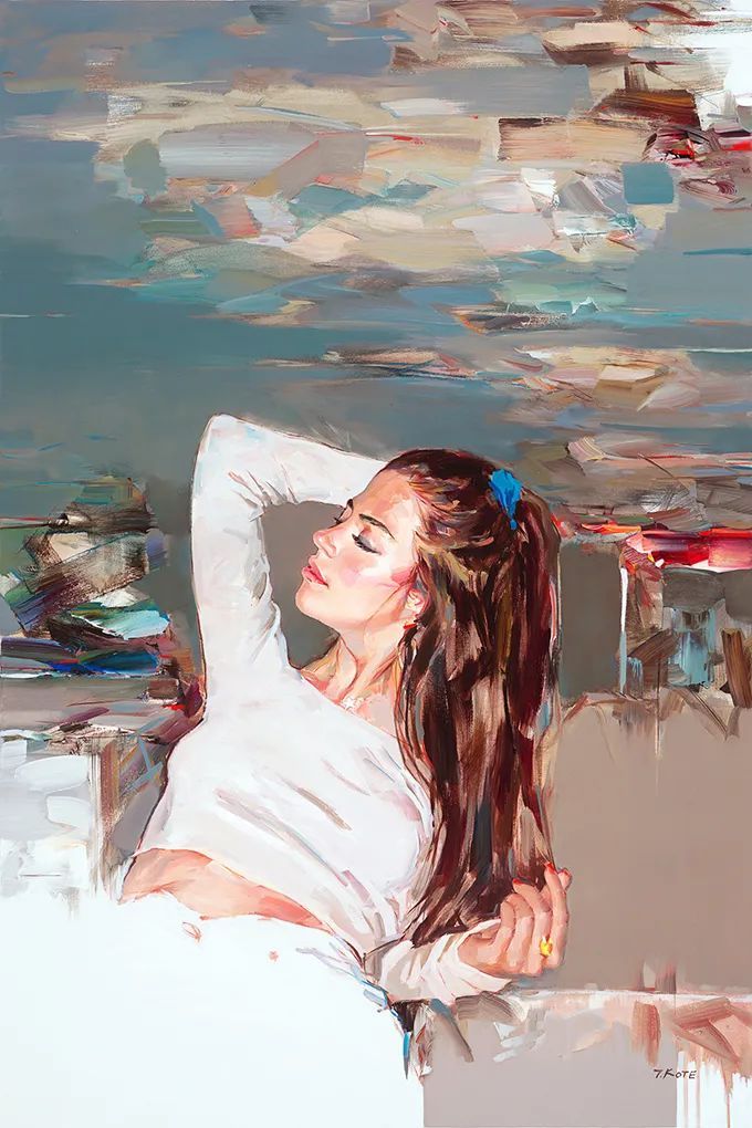  笔触：他的画就像是光与色的交响乐，笔触如同歌词，极具有震撼力