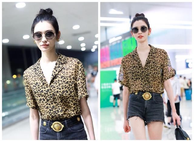 奚梦瑶不穿吊带改穿豹纹衫？与金泰妍撞上才发现超模气场这么强！