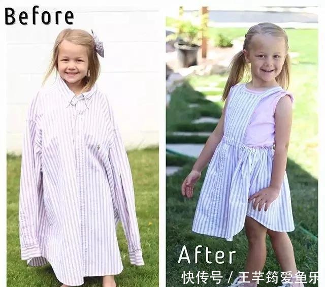 【太会】这妈妈太会省了,去年的旧衬衫改成了孩子的连衣裙,DIY旧物改造
