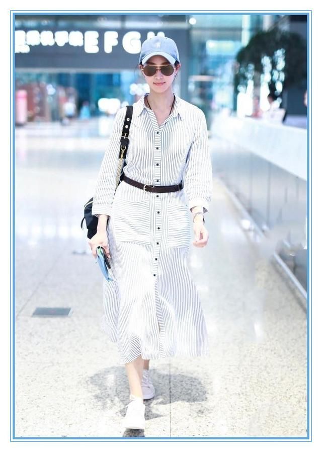 逆生长只服张钧宁!35岁穿条纹衬衫裙比李沁还嫩，没男友不应该啊