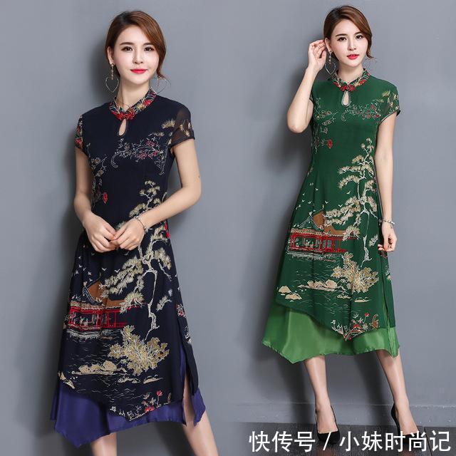『优雅』民族风,中长款,气质的印花,穿出东方女性美