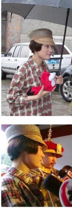 『打伞』孙俪拍《甄嬛传》时28岁，齐耳短发的她自己打伞为工作人员切蛋糕