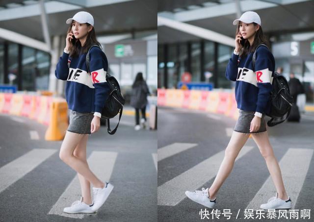 张钧甯穿短裙欲秀腿，却被身上的毛衣抢镜，网友：这叫敬业！