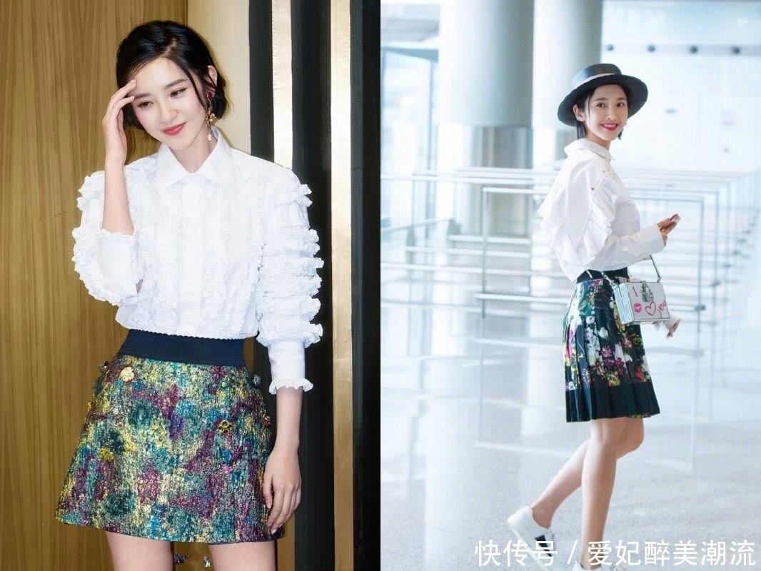 唐艺昕很惊艳了！绣花衬衫中间开叉到肚脐眼，网友：这身材我服了