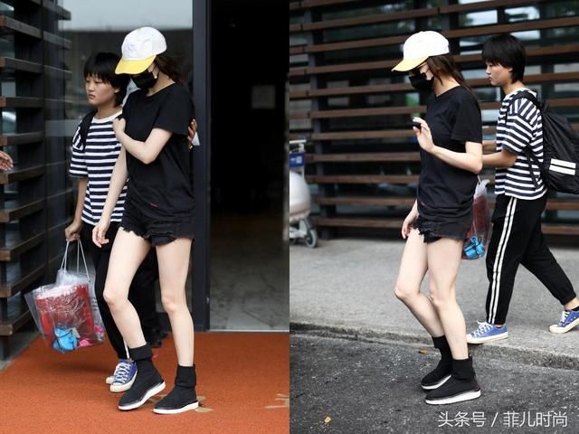 迪丽热巴穿超短裤出门，暴露一双惊艳美腿，这双鞋一般人穿能丑哭