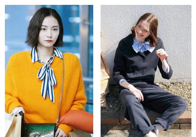 毛线衣@衬衫小西服落伍了，如今时兴“衬衫＋毛线衣”，早春穿气场又引人注意