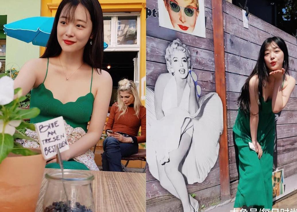 沈月撞上崔雪莉, 穿长裙美似仙女却被肩带出卖, 网友: 没对比就没