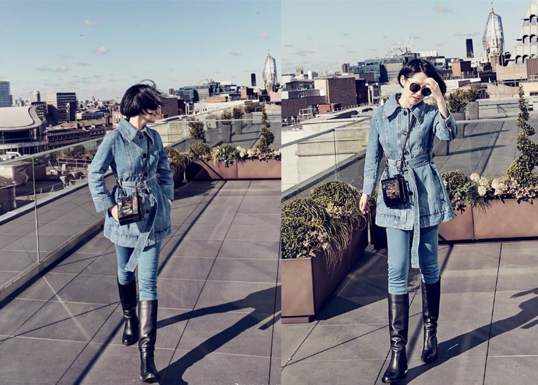 许晴把白色长靴当裤子穿，双腿细到吓人，网友：迷妹，看到帅哥走