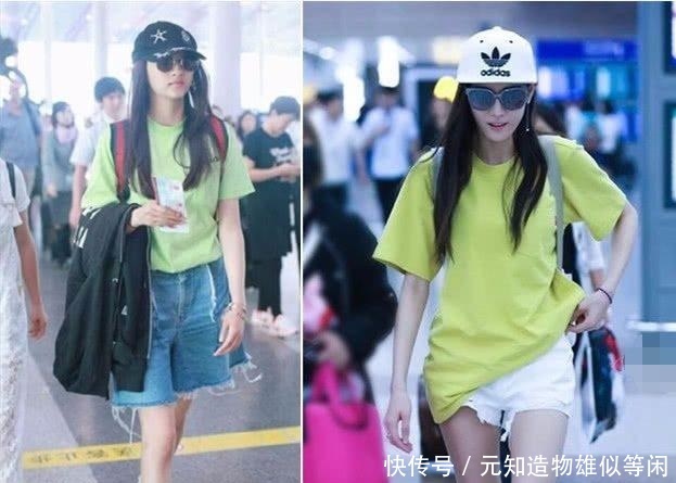 94斤的热巴和90斤的关晓彤接连撞衫，干瘦和苗条差距一目了然