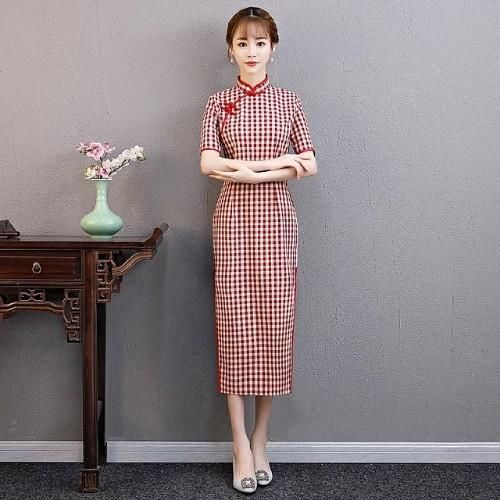 清新简约，棉格子文艺旗袍，带你一路华丽逆袭!