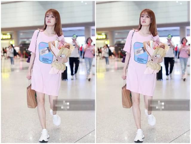 24岁徐璐一身粉色配棕发，清纯可人甜美风，网友：瘦了更撩人