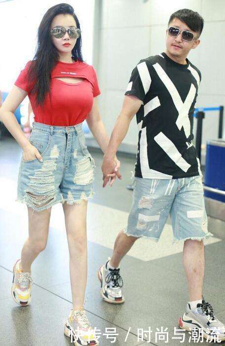 冉莹颖紧身半袖时尚牛仔秀出完美身材, 网友: 邹市明真会娶