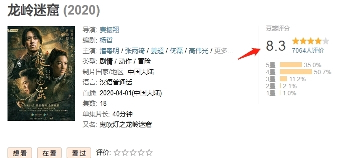  『龙岭迷』豆瓣8.3，《龙岭迷窟》热播，口碑炸裂，网友：鬼吹灯系列最佳！