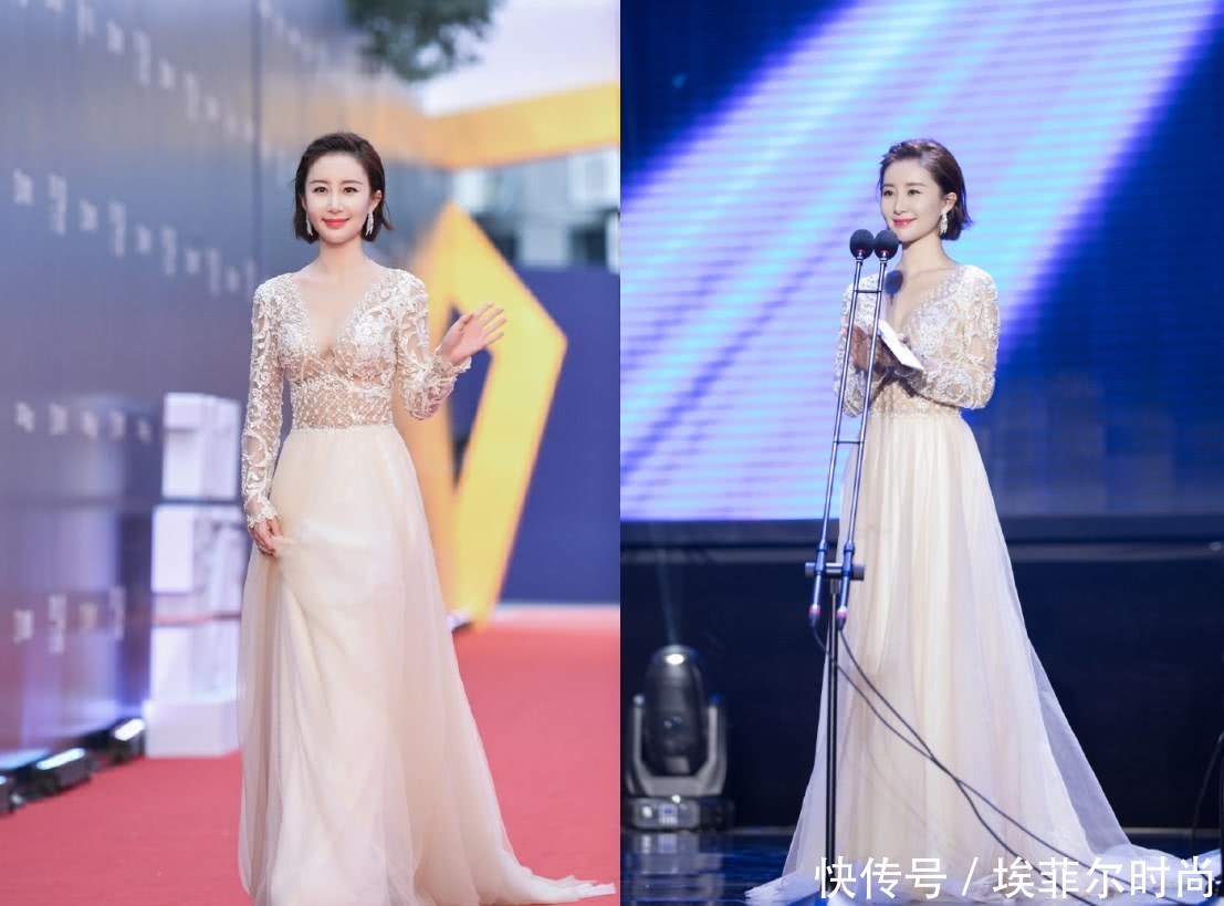 舒畅难得性感一回,穿深V礼服亮相,网友:女神露一点不要紧!