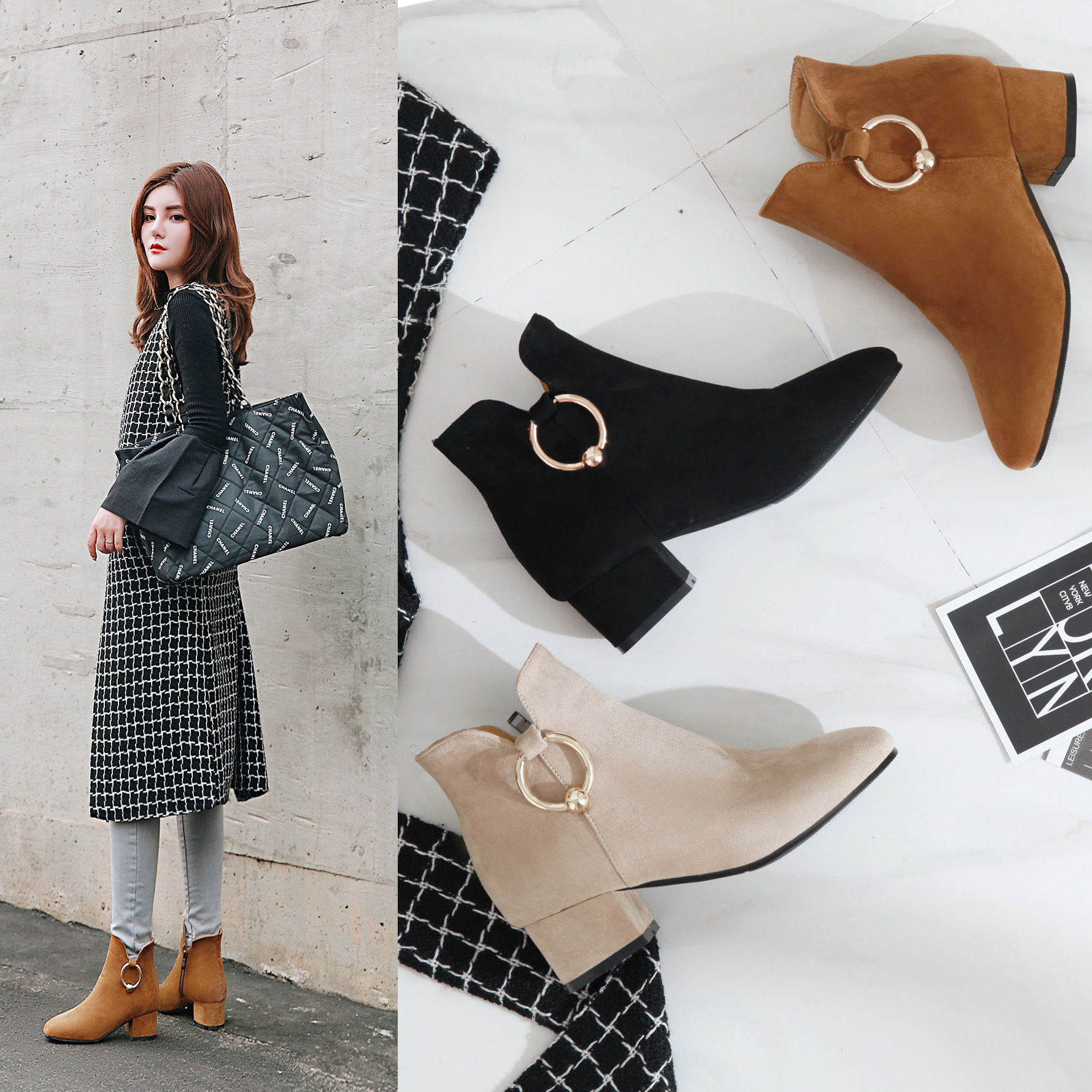 聪明人不买凉鞋,姐姐就穿上这款洋气“小短靴”,显高显瘦显身材