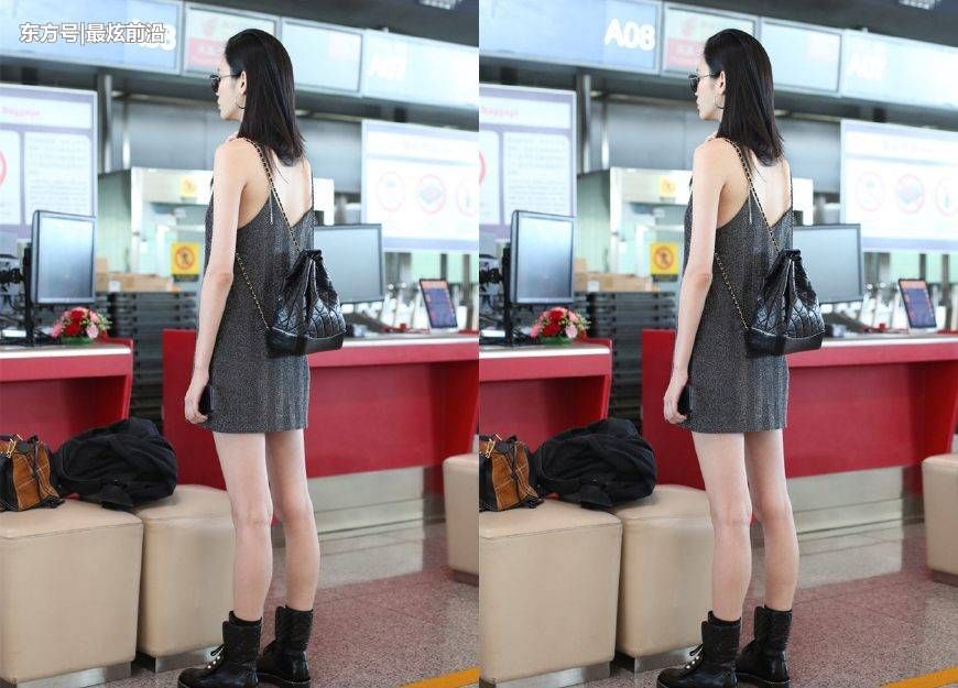 奚梦瑶又来机场秀!一件吊带裙穿出腿长一米八，网友:逼死普通人