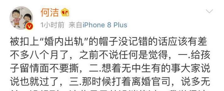 何洁否认婚内出轨, 深夜爆料出离婚内幕, 信息量巨大