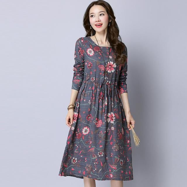 无意中发现:“棉麻”秋裙，不仅洋气还衬肤白，推荐60后女人穿