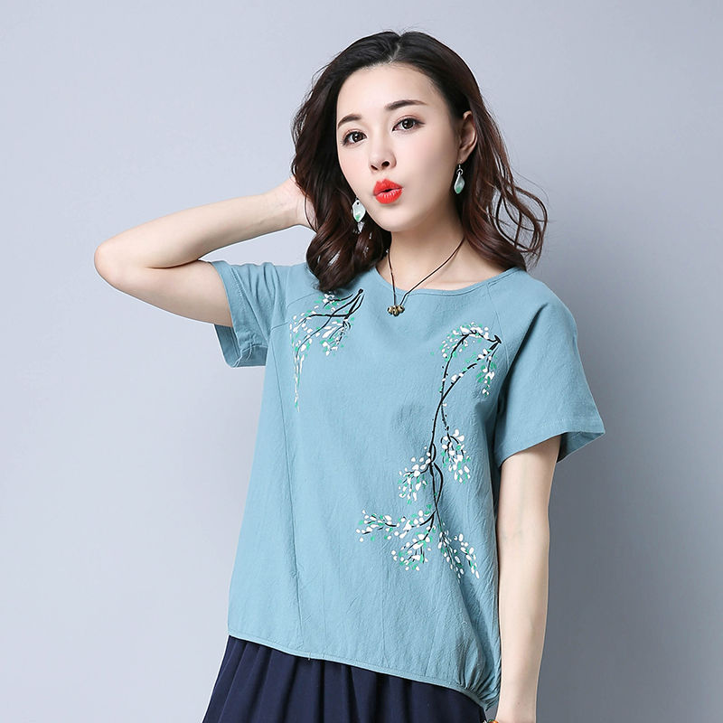 有一种清凉叫:“天然棉麻衫”配萝卜裤穿很舒适，美的独一无二