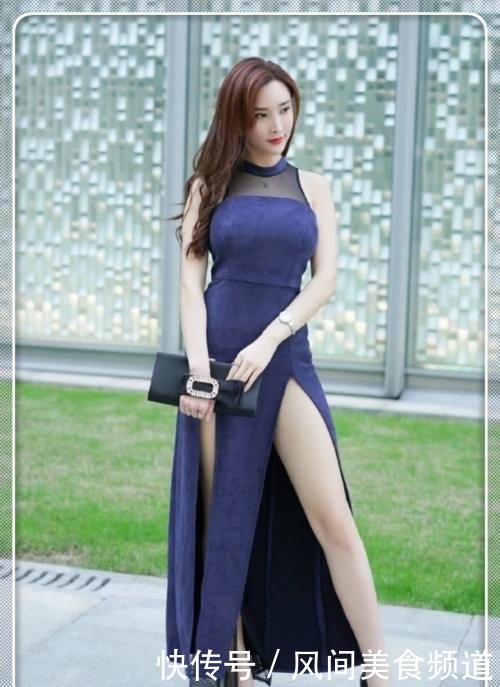  『气质』小姐姐“蓝莓色”的连衣裙，端庄优雅显气质，网友：心动了！
