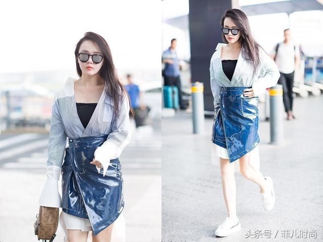 冉莹颖真疯狂！衬衫有扣子不系非要内衣外露，网友：一般人不敢穿