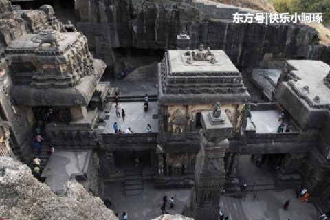 印度这座寺庙,由一整块巨大的石头雕刻而成,40万吨岩石被挖空