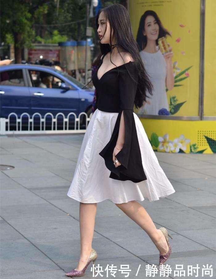街拍: 筷子腿小姐姐穿个衬衫就出门, 完全不怕被看见