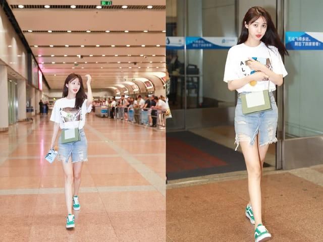 李菲儿解锁新穿搭,牛仔半身裙这么短还要剪个叉?网友:任性!