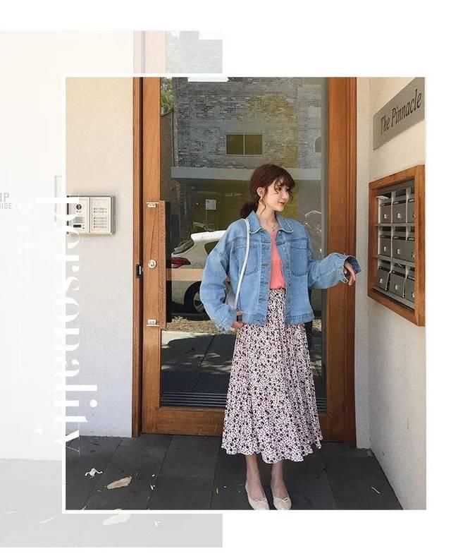  皮衣■碎花连衣裙这样搭，直接显瘦两公斤！