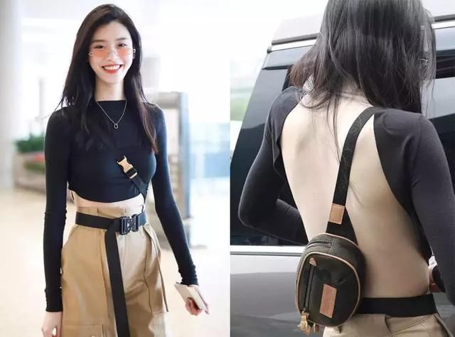 奚梦瑶亮相机场，吊带穿出“肚兜”的既视感，网友直呼不敢看