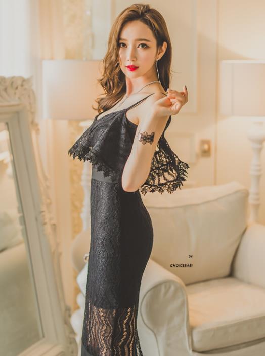 李妍|李妍静,一条黑色的连衣裙优雅气质十足