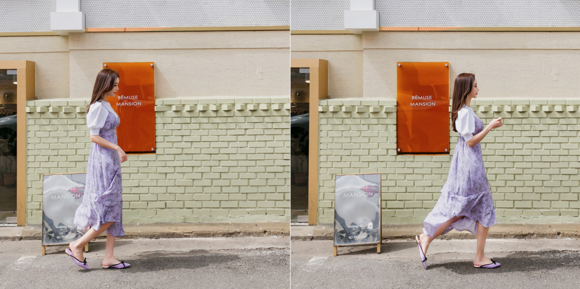 女神孙允珠，紫罗兰月牙花瓣春绒折叠吊裙