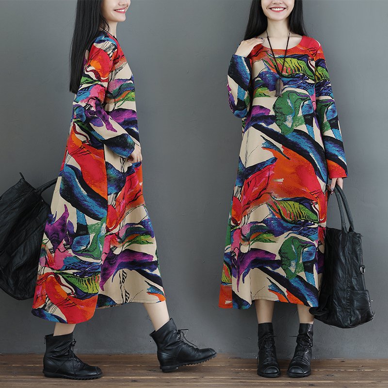 别傻傻穿打底裤了!今秋流行棉麻裙+平鞋，适合45-60岁女人