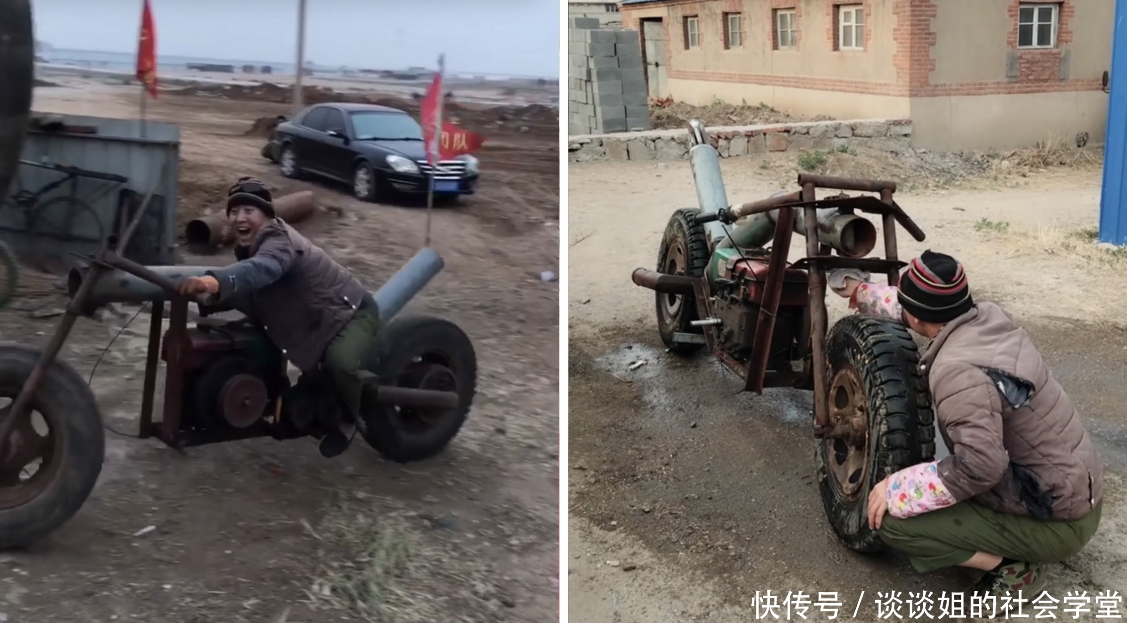  「改成」农民把拖拉机改成“高跟鞋”，长3米还可发动，每月带来