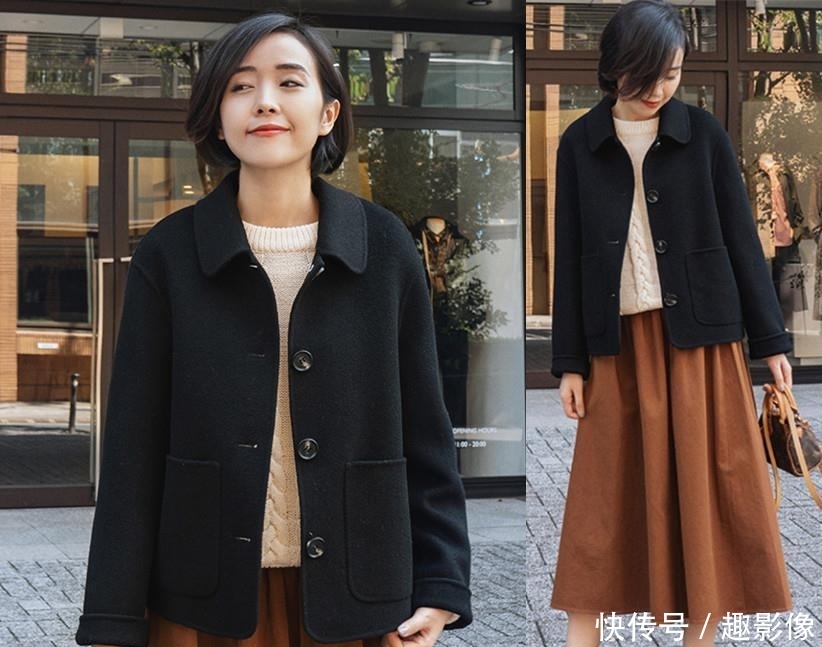 #女人#初冬:“短款大衣 裙/裤子”=小个子女人的“显高”套路!
