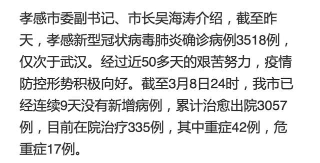  全市@湖北孝感市市长：全市确诊病例仅次于武汉，已连续9天没有新增